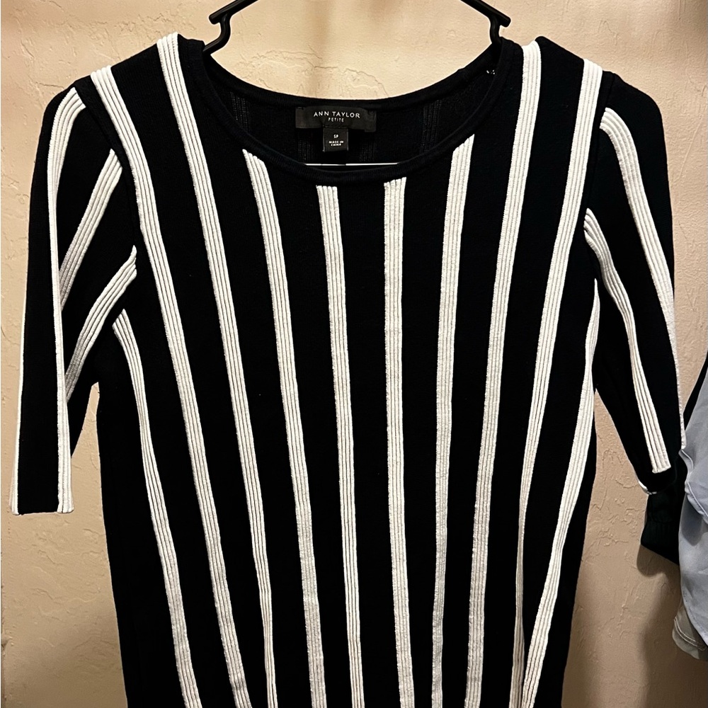 Ann Taylor Navy and Cream Knit Top